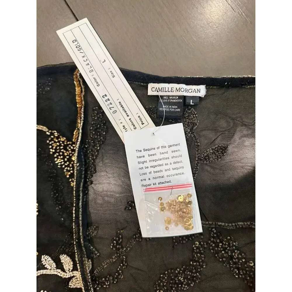 NWT: Beaded Kimono; fancy, boho, vintage, beads185‎